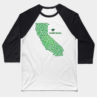 California State Outline Colored Maze & Labyrinth Baseball T-Shirt